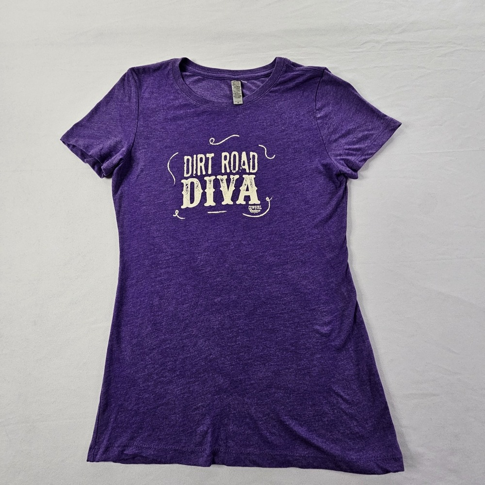 Dirt Road Diva Cowgirl Couture Purple Short Sleeve Tri-Blend T-Shirt Women's M